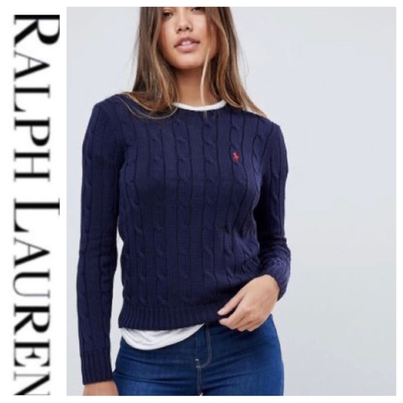 Ralph Lauren Sweaters - 💕SALE💕 Ralph Lauren Navy Blue Cable Knit 3/4 Sleeve Sweater